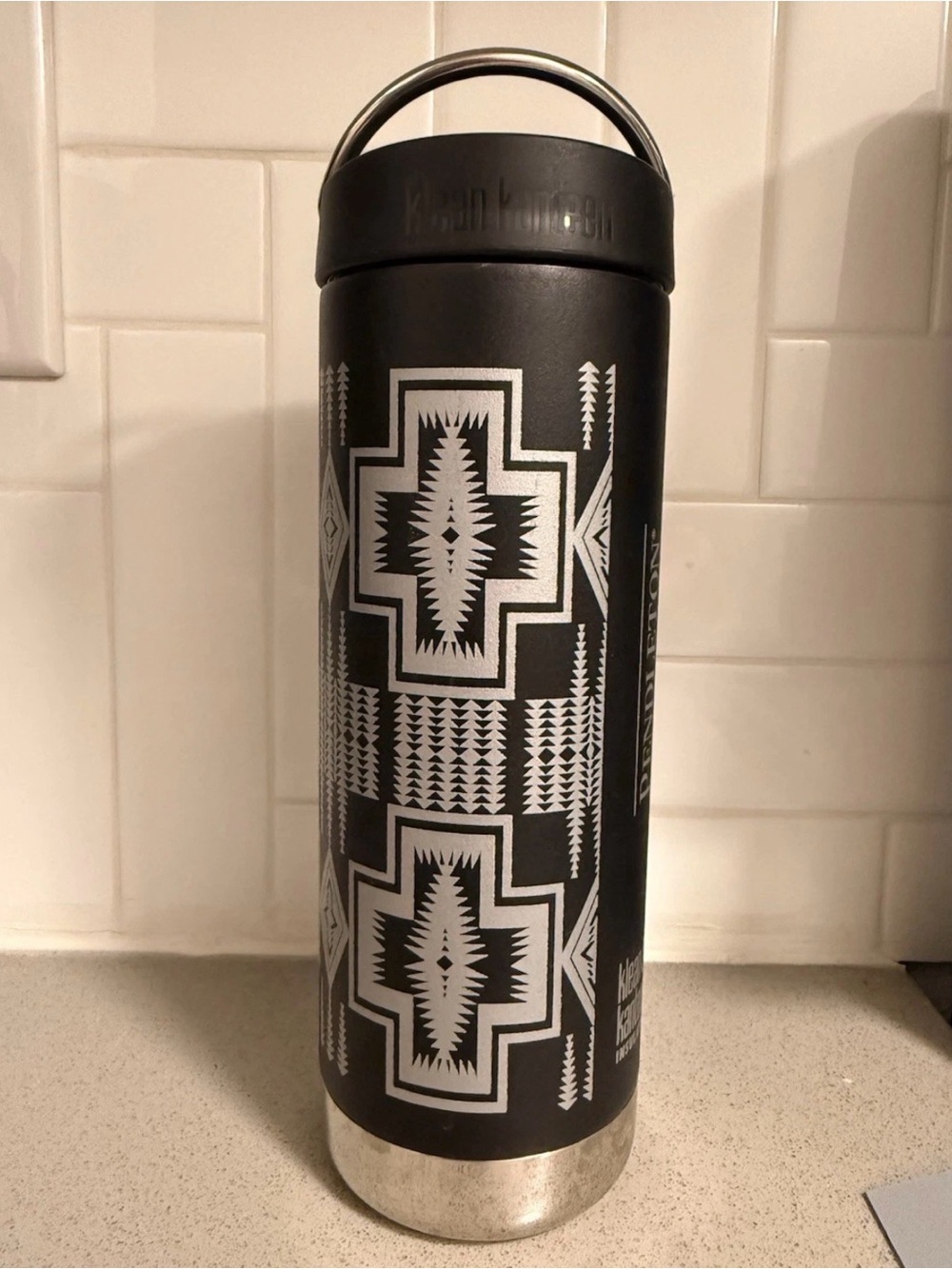 Klean Kanteen Insulated Tumbler Geometric Pattern Black White With Lid